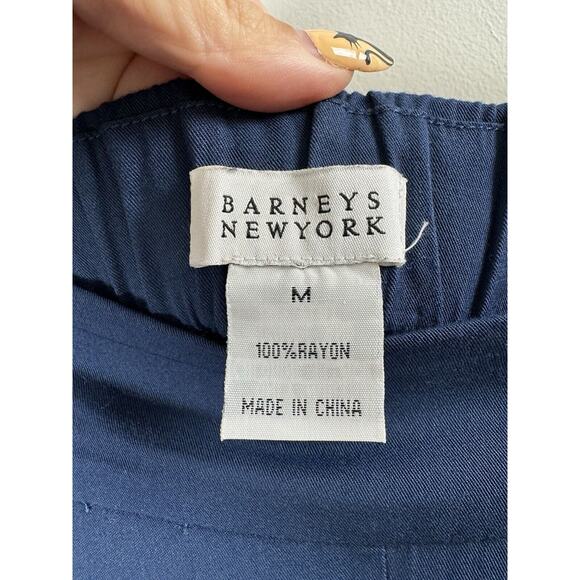 Barneys New York Navy Lightweight Rayon Normcore Office Casual Pull On Pants M - Picture 5 of 7